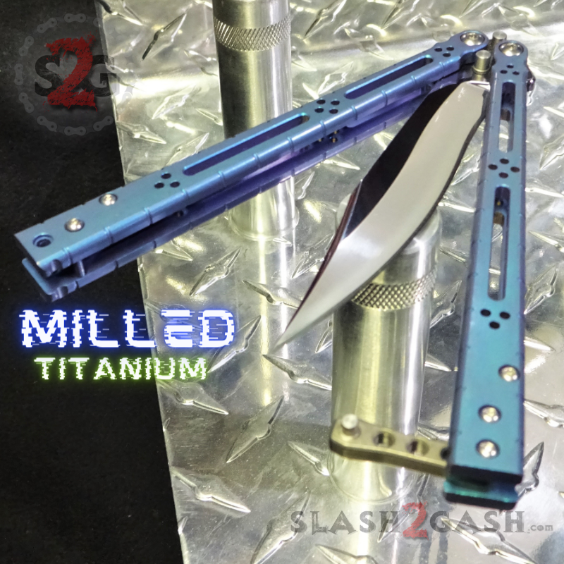 TheONE Butterfly Knife w/ Bushings TITANIUM Balisong - (clone) Lizard Knife-Balisong - Tophatter Daily Deals