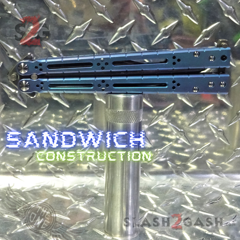 TheONE Balisong D2 TITANIUM Butterfly Knife (clone) Lizard - Blue Knife-Balisong - Tophatter Daily Deals