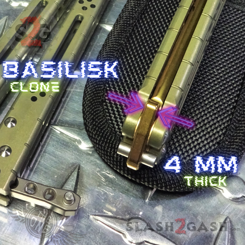 TheONE Balisong D2 TITANIUM Butterfly Knife (clone) Lizard - Gold Knife-Balisong - Tophatter Daily Deals