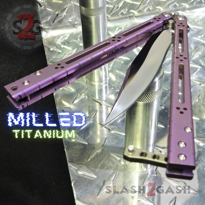TheONE Balisong D2 TITANIUM Butterfly Knife (clone) Lizard - Purple Knife-Balisong - Tophatter Daily Deals