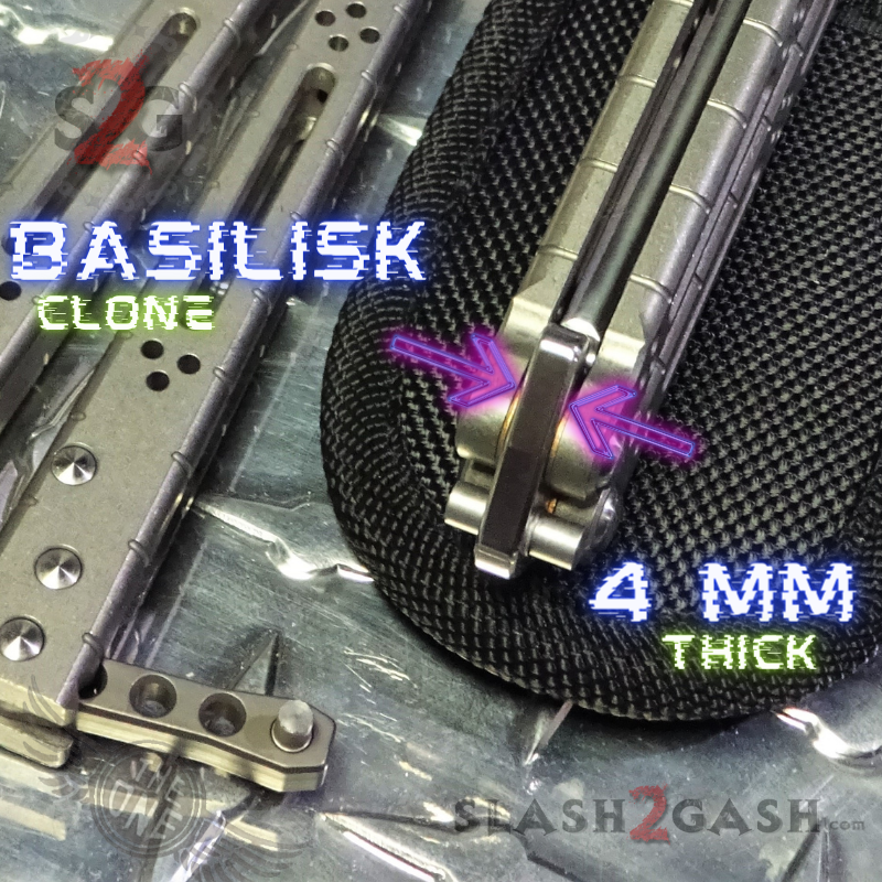TheONE Balisong D2 TITANIUM Butterfly Knife (clone) Lizard - Silver/Grey Knife-Balisong - Tophatter Daily Deals