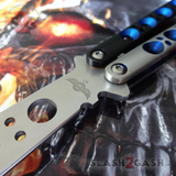 TheONE Butterfly Knife Trainer w/ BUSHINGS Practice Bali - Blue Holes Knife-Balisong - Tophatter Daily Deals