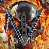TheONE Butterfly Knife Trainer w/ BUSHINGS Practice Bali - Blue Holes Knife-Balisong - Tophatter Daily Deals