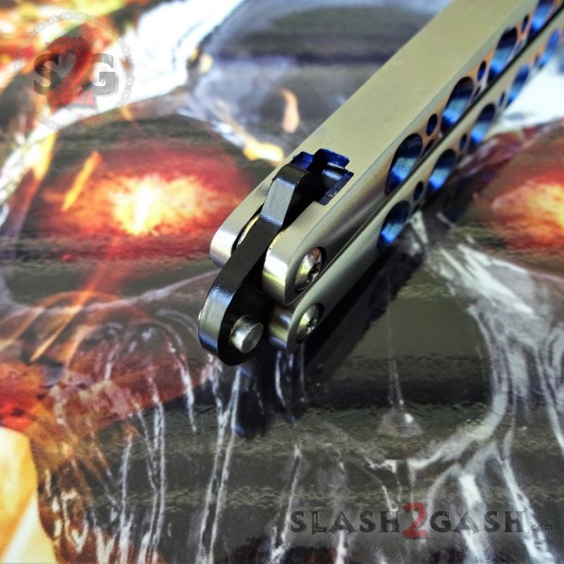 TheONE Butterfly Knife w/ BUSHINGS 440C Channel Balisong - Black/Satin 42 Knife-Balisong - Tophatter Daily Deals