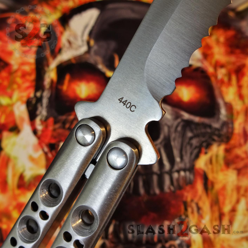 TheONE Butterfly Knife 440C Channel Balisong - Classic 42 Serrated Knife-Balisong - Tophatter Daily Deals