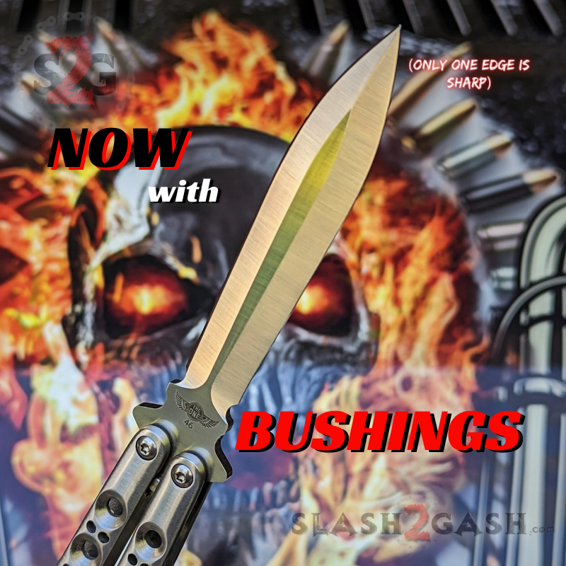 TheONE Butterfly Knife w/ BUSHINGS 440C Channel Balisong - BEST Version Satin 46 Dagger (only 1 side is sharp) Knife-Balisong - Tophatter Daily Deals
