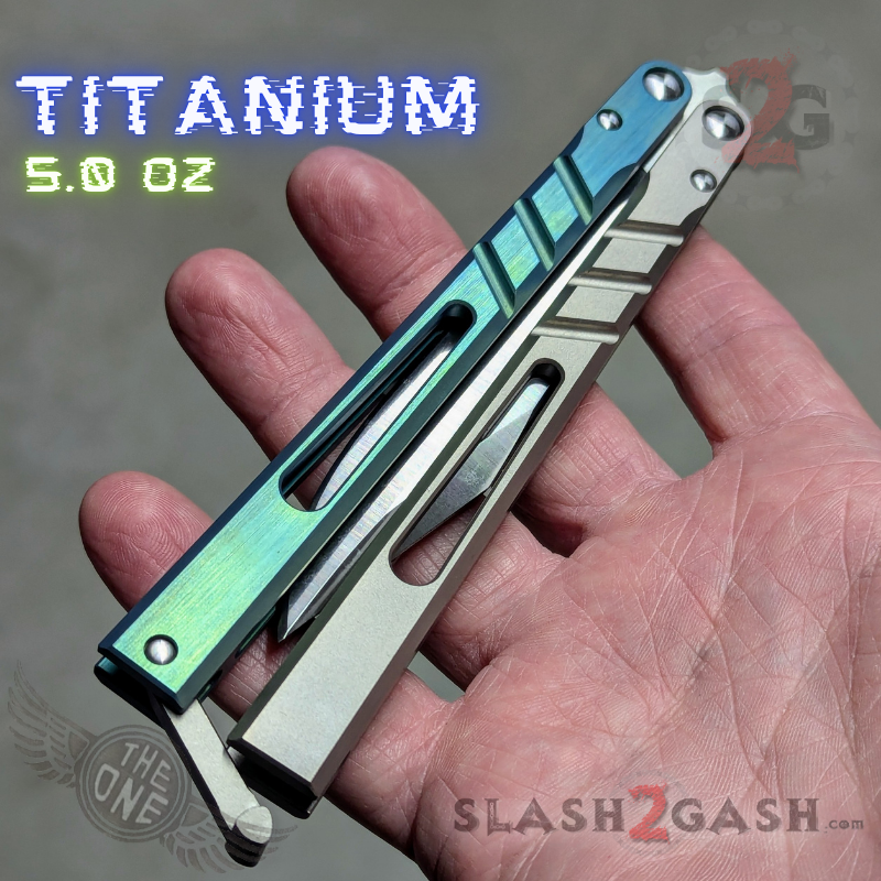 TheONE CHAB Balisong Clone TITANIUM Butterfly Knife D2 w/ Zen Pins - V1 Knife-Balisong - Tophatter Daily Deals