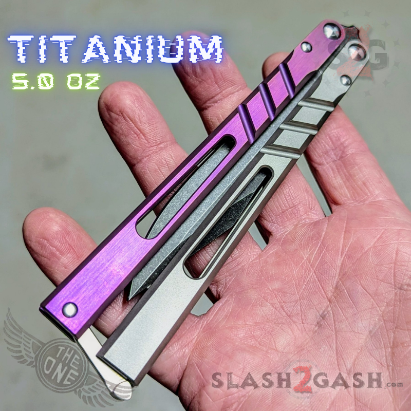 TheONE CHAB Balisong Clone TITANIUM Butterfly Knife D2 w/ Zen Pins - V1 Knife-Balisong - Tophatter Daily Deals