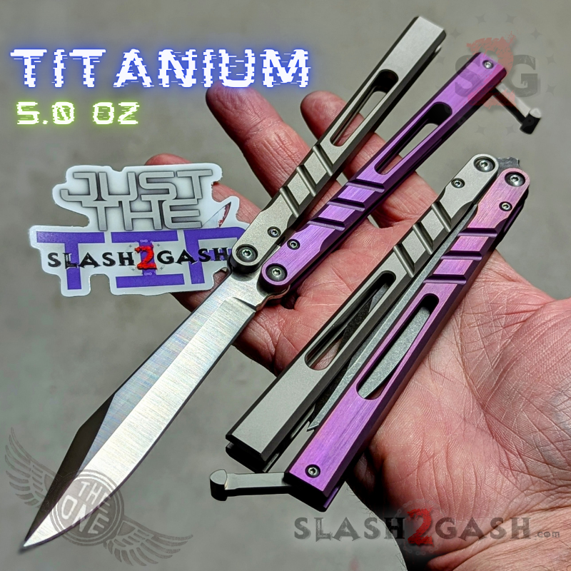 TheONE CHAB Balisong Clone TITANIUM Butterfly Knife D2 w/ Zen Pins - V1 Knife-Balisong - Tophatter Daily Deals