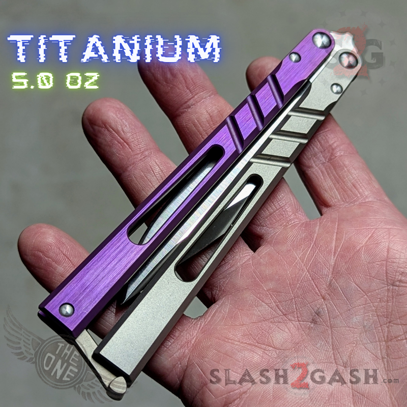 TheONE CHAB Balisong Clone TITANIUM Butterfly Knife D2 w/ Zen Pins - V1 Knife-Balisong - Tophatter Daily Deals