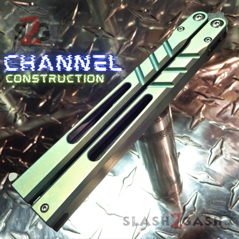TheONE CHAB Balisong Clone TITANIUM Butterfly Knife D2 w/ Zen Pins - V1 Knife-Balisong - Tophatter Daily Deals