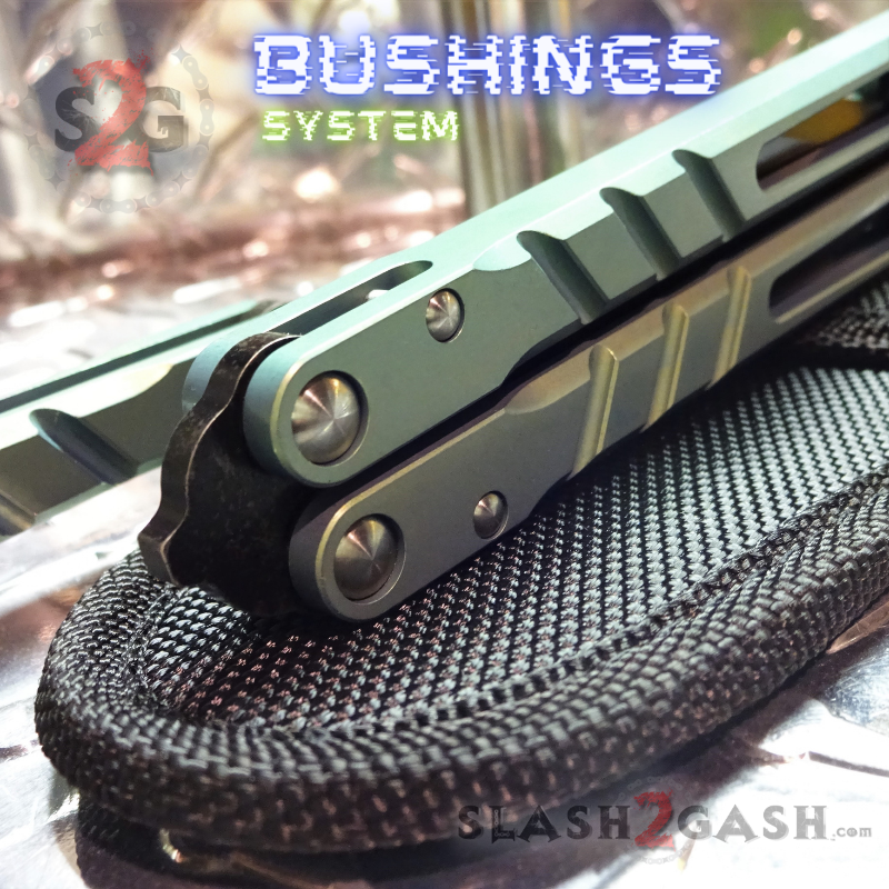 TheONE CHAB Butterfly Knife D2 TITANIUM Handle Balisong - Green Ano Knife-Balisong - Tophatter Daily Deals