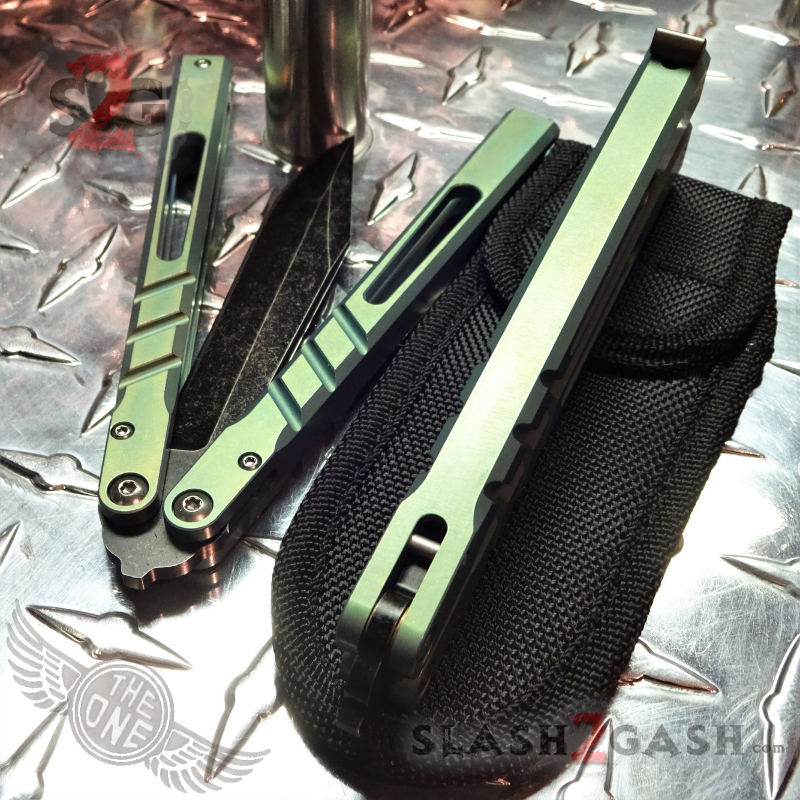 TheONE CHAB Balisong Clone TITANIUM Butterfly Knife D2 w/ Zen Pins - V1 Knife-Balisong - Tophatter Daily Deals