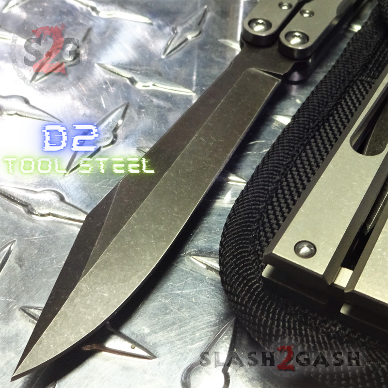 TheONE CHAB Butterfly Knife D2 TITANIUM Handle Balisong - Stonewash BK Knife-Balisong - Tophatter Daily Deals