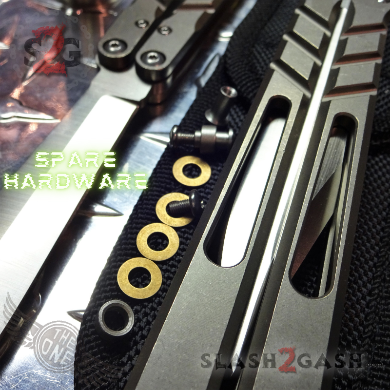 TheONE CHAB Butterfly Knife D2 TITANIUM Handle Balisong - Stonewash Knife-Balisong - Tophatter Daily Deals