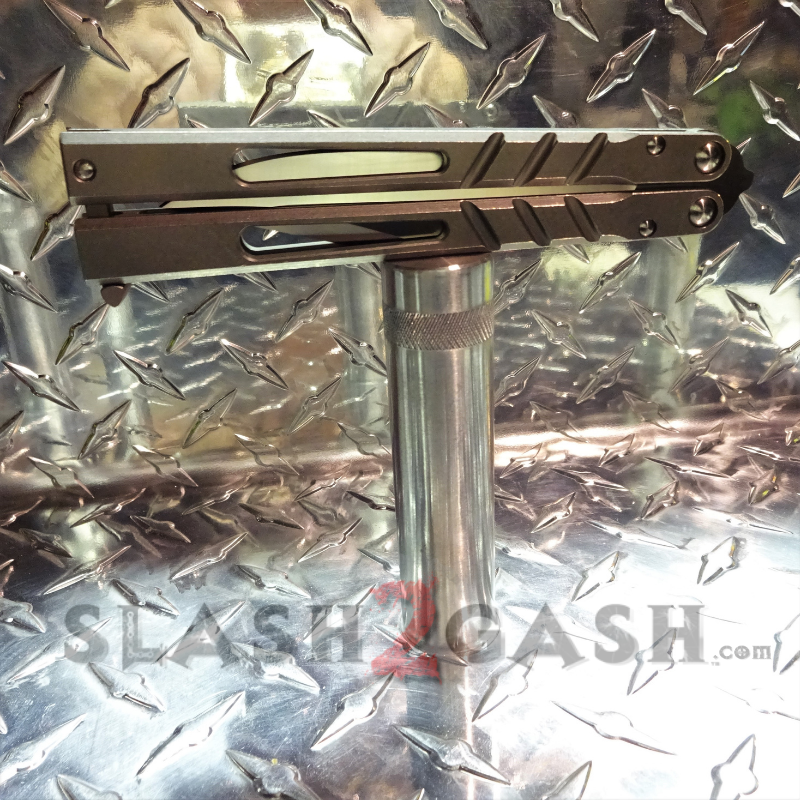 TheONE CHAB Butterfly Knife D2 TITANIUM Handle Balisong - Stonewash Knife-Balisong - Tophatter Daily Deals