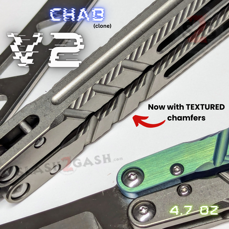 TheONE CHAB v2 Balisong Clone TITANIUM Butterfly Knife - Textured V2 Knife-Balisong - Tophatter Daily Deals