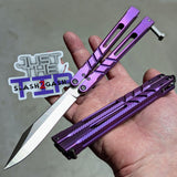 TheONE CHAB v2 Balisong Clone TITANIUM Butterfly Knife - Textured V2 Purple V2 - Sharp (Alt Blade, Satin) Knife-Balisong - Tophatter Daily Deals