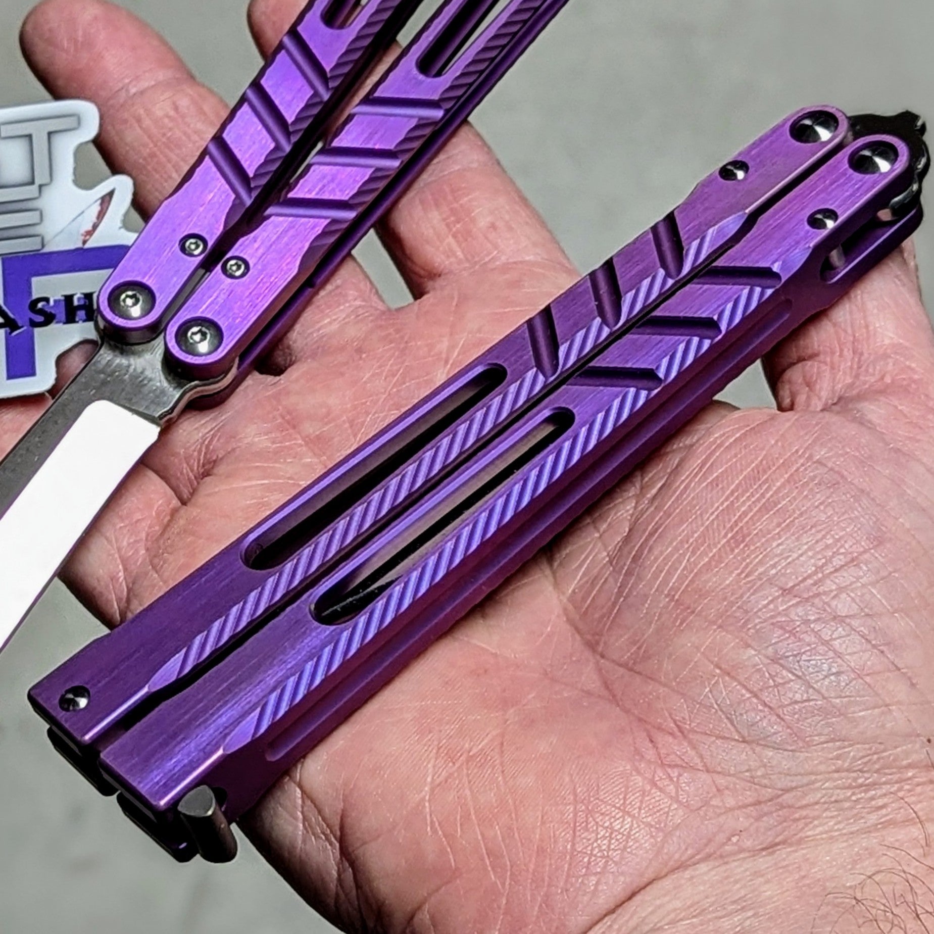 TheONE CHAB v2 Balisong Clone TITANIUM Butterfly Knife - Textured V2 Knife-Balisong - Tophatter Daily Deals