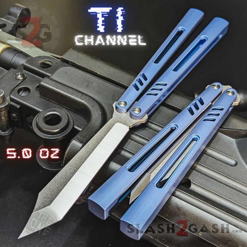 TheONE Channel REP Butterfly Knife TITANIUM Balisong (clone) - Pinless Blue - Sharp Knife-Balisong - Tophatter Daily Deals