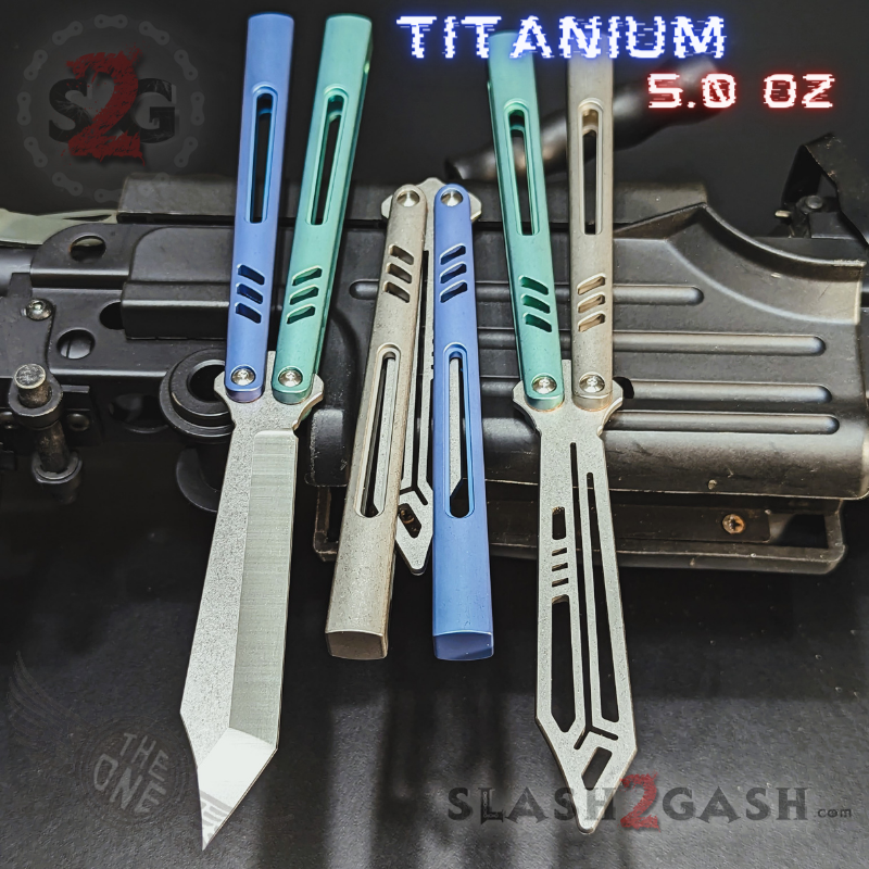 TheONE Channel REP Butterfly Knife TITANIUM Balisong (clone) - Pinless Knife-Balisong - Tophatter Daily Deals