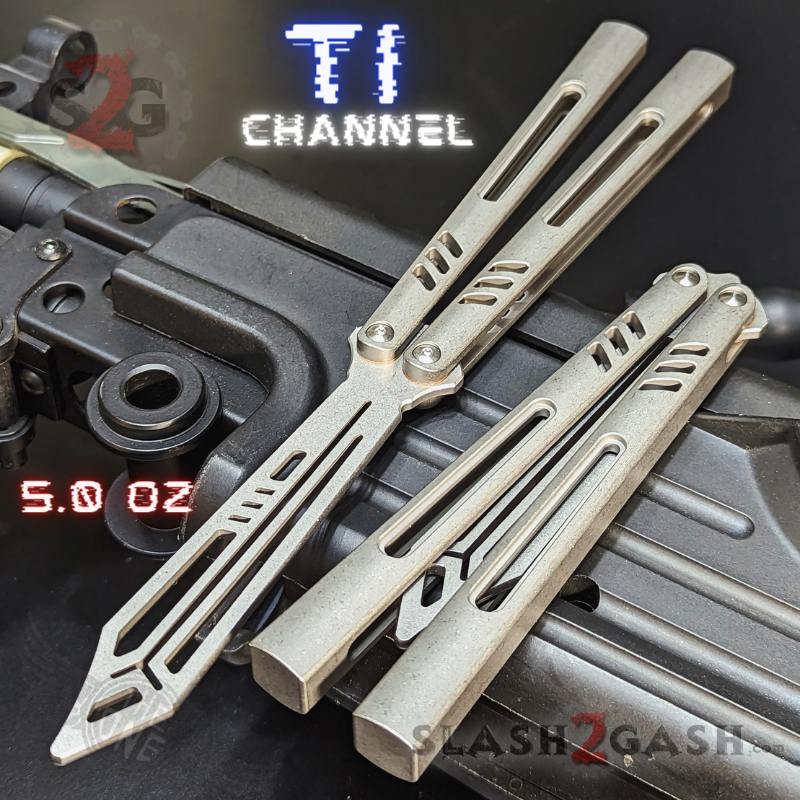 TheONE Channel REP Butterfly Knife TITANIUM Balisong (clone) - Pinless Grey Silver - Trainer Knife-Balisong - Tophatter Daily Deals
