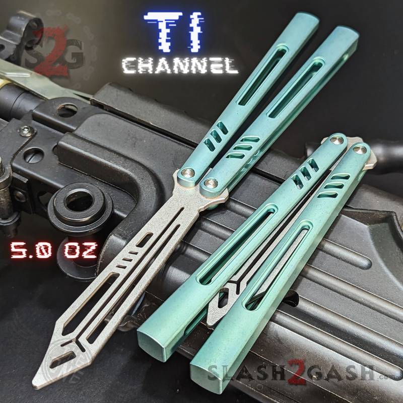 TheONE Channel REP Butterfly Knife TITANIUM Balisong (clone) - Pinless Green - Trainer Knife-Balisong - Tophatter Daily Deals