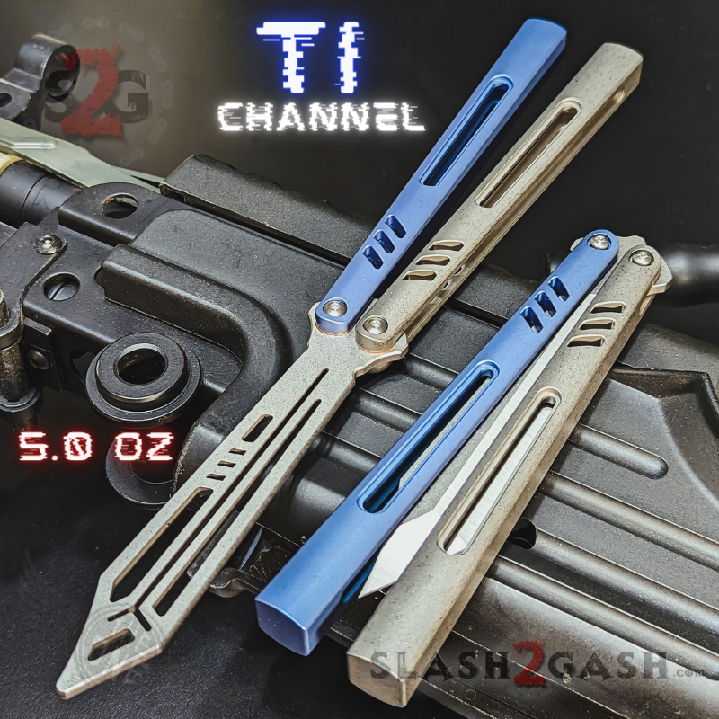 TheONE Channel REP Butterfly Knife TITANIUM Balisong (clone) - Pinless Multi (Blue Grey) - Trainer Knife-Balisong - Tophatter Daily Deals