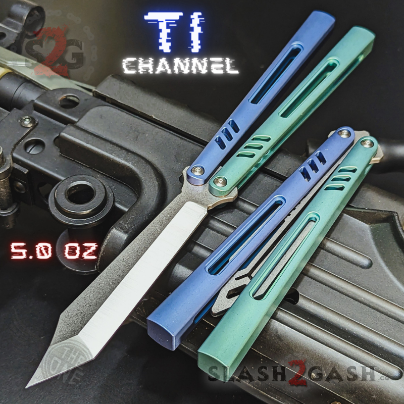 TheONE Channel REP Butterfly Knife TITANIUM Balisong (clone) - Pinless Multi (Blue Green) - Sharp Knife-Balisong - Tophatter Daily Deals