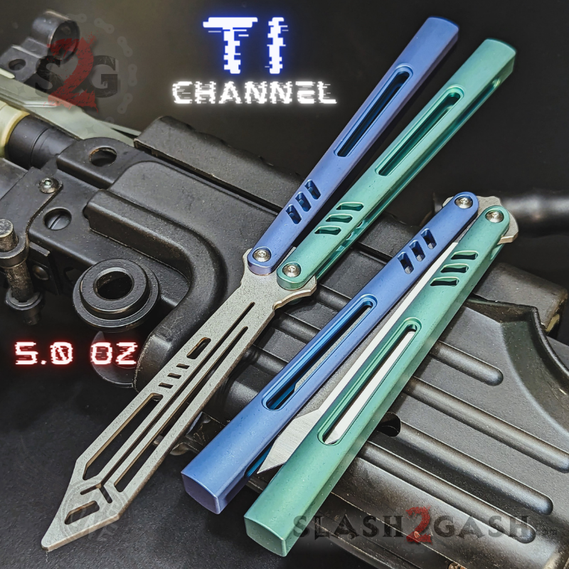TheONE Channel REP Butterfly Knife TITANIUM Balisong (clone) - Pinless Multi (Blue Green) - Trainer Knife-Balisong - Tophatter Daily Deals