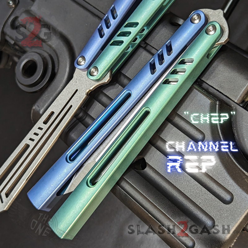 TheONE Channel REP Butterfly Knife TITANIUM Balisong (clone) - Pinless Knife-Balisong - Tophatter Daily Deals