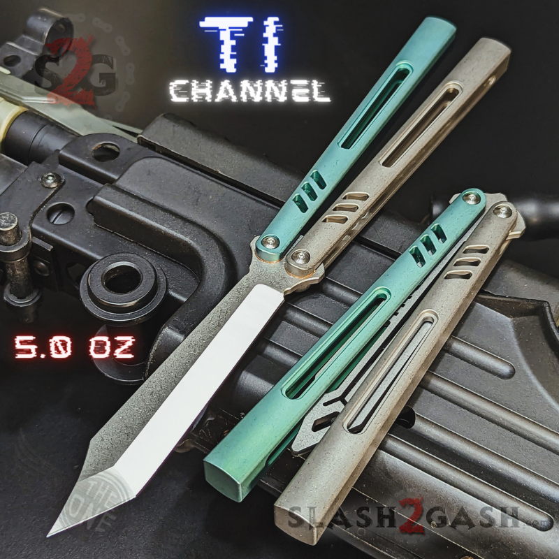 TheONE Channel REP Butterfly Knife TITANIUM Balisong (clone) - Pinless Multi (Green Grey) - Sharp Knife-Balisong - Tophatter Daily Deals
