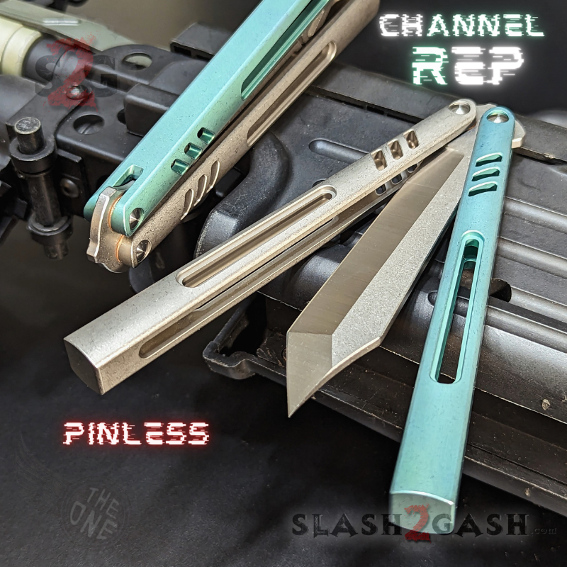 TheONE Channel REP Butterfly Knife TITANIUM Balisong (clone) - Pinless Knife-Balisong - Tophatter Daily Deals