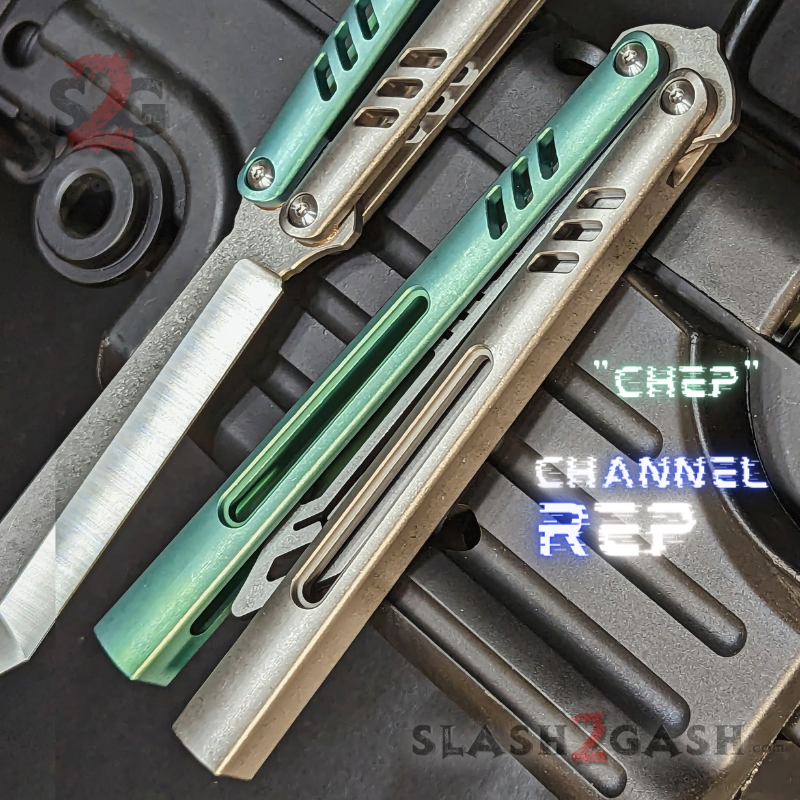 TheONE Channel REP Butterfly Knife TITANIUM Balisong (clone) - Pinless Knife-Balisong - Tophatter Daily Deals