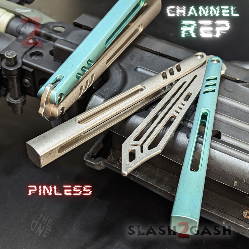TheONE Channel REP Butterfly Knife TITANIUM Balisong (clone) - Pinless Knife-Balisong - Tophatter Daily Deals