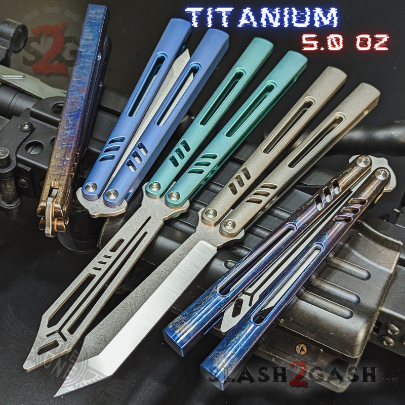 TheONE Channel REP Butterfly Knife TITANIUM Balisong (clone) - Pinless Knife-Balisong - Tophatter Daily Deals