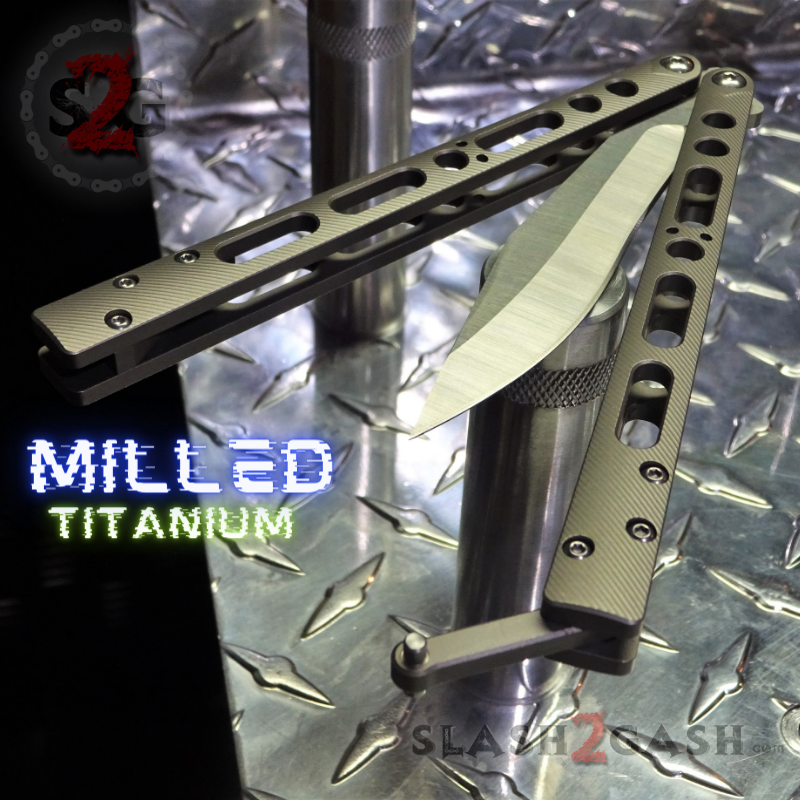 TheONE Butterfly Knife w/ Bushings TITANIUM Balisong - (clone) EX10 Knife-Balisong - Tophatter Daily Deals