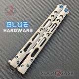 TheONE Balisong Trainer Butterfly Knife TI w/ BLUE Hardware - (clone) EX10 Knife-Balisong - Tophatter Daily Deals