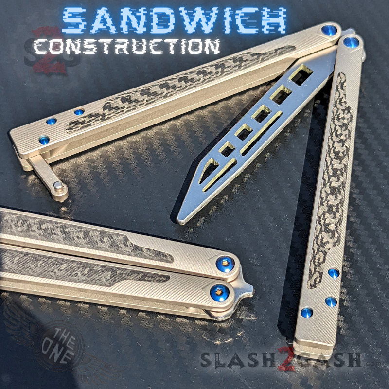 TheONE Butterfly Knife w/ Bushings TI Balisong - (clone) EX10 Carbon Fiber Knife-Balisong - Tophatter Daily Deals