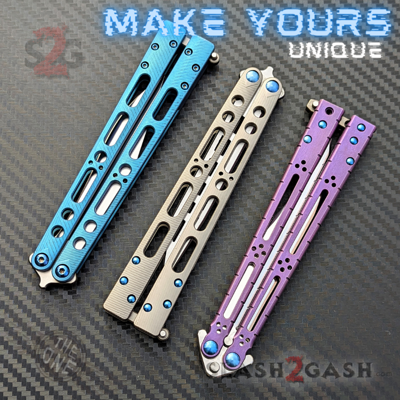 TheONE Butterfly Knife w/ Bushings TITANIUM Balisong - (clone) EX10 Knife-Balisong - Tophatter Daily Deals