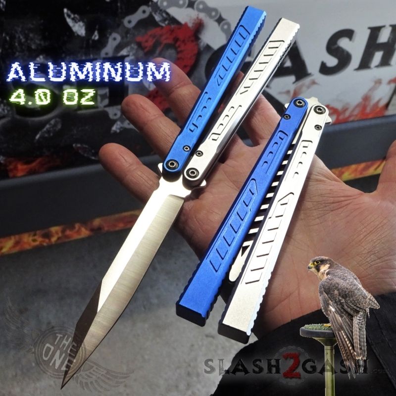TheONE Channel Balisong FALCON Butterfly Knife w/ Zen Pins - ORIGINAL Multi (blue silver) - SHARP Knife-Balisong - Tophatter Daily Deals