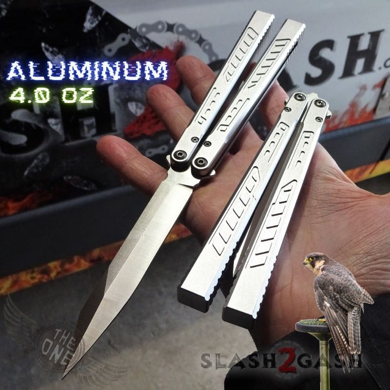 TheONE Channel Balisong FALCON Butterfly Knife w/ Zen Pins - ORIGINAL Silver - SHARP Knife-Balisong - Tophatter Daily Deals