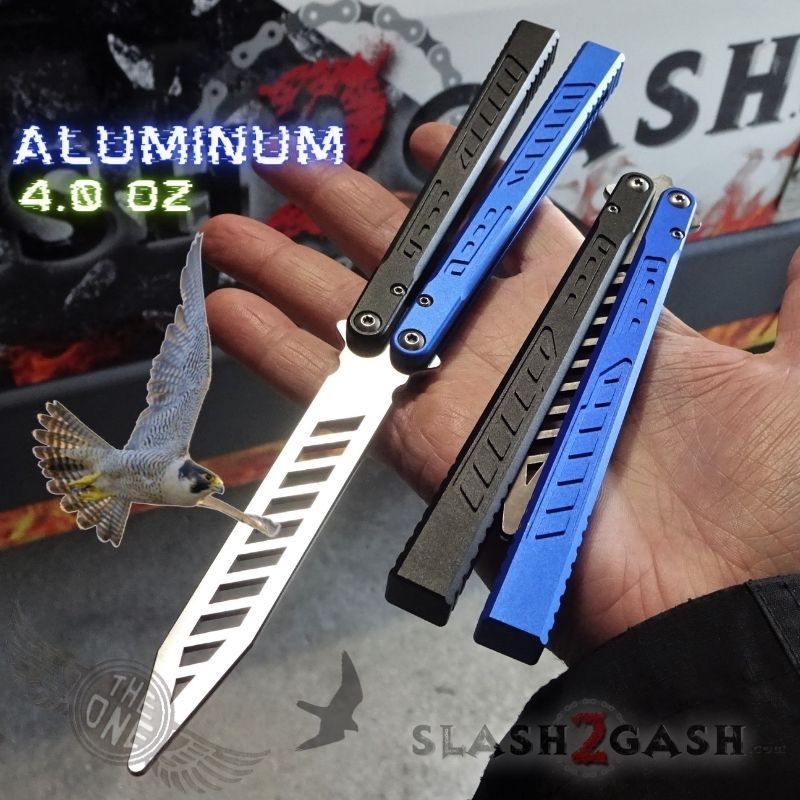 TheONE Channel Balisong FALCON Butterfly Knife w/ Zen Pins - ORIGINAL Multi (black blue) - TRAINER Knife-Balisong - Tophatter Daily Deals