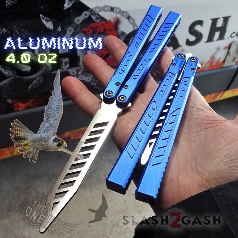 TheONE Channel Balisong FALCON Butterfly Knife w/ Zen Pins - ORIGINAL Blue - TRAINER Knife-Balisong - Tophatter Daily Deals