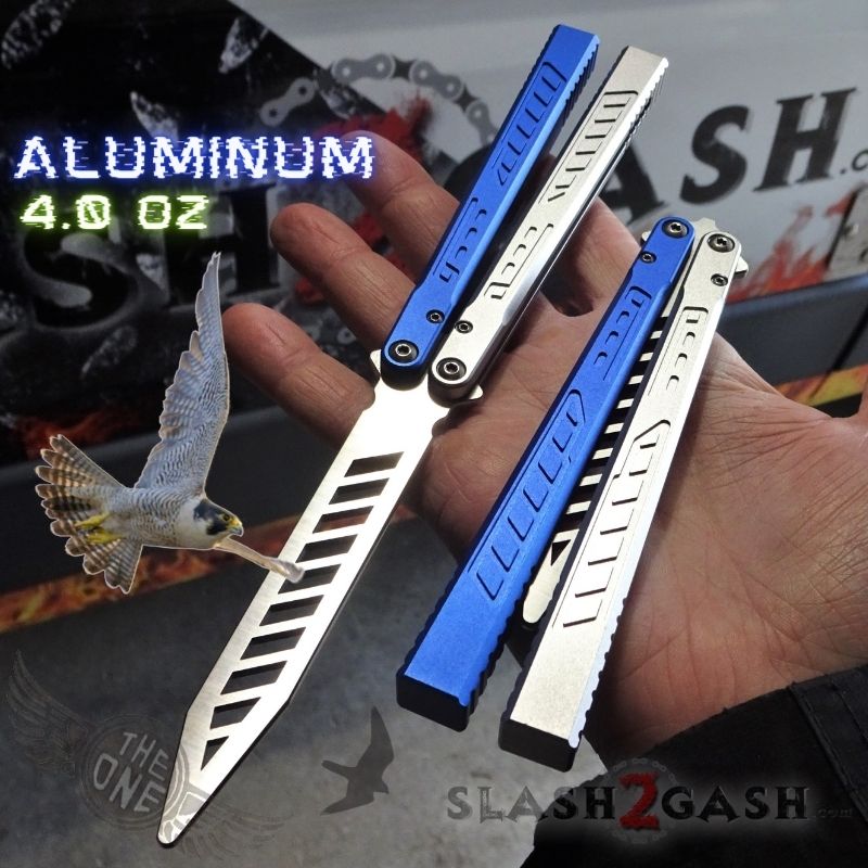 TheONE Channel Balisong FALCON Butterfly Knife w/ Zen Pins - ORIGINAL Multi (blue silver) - TRAINER Knife-Balisong - Tophatter Daily Deals