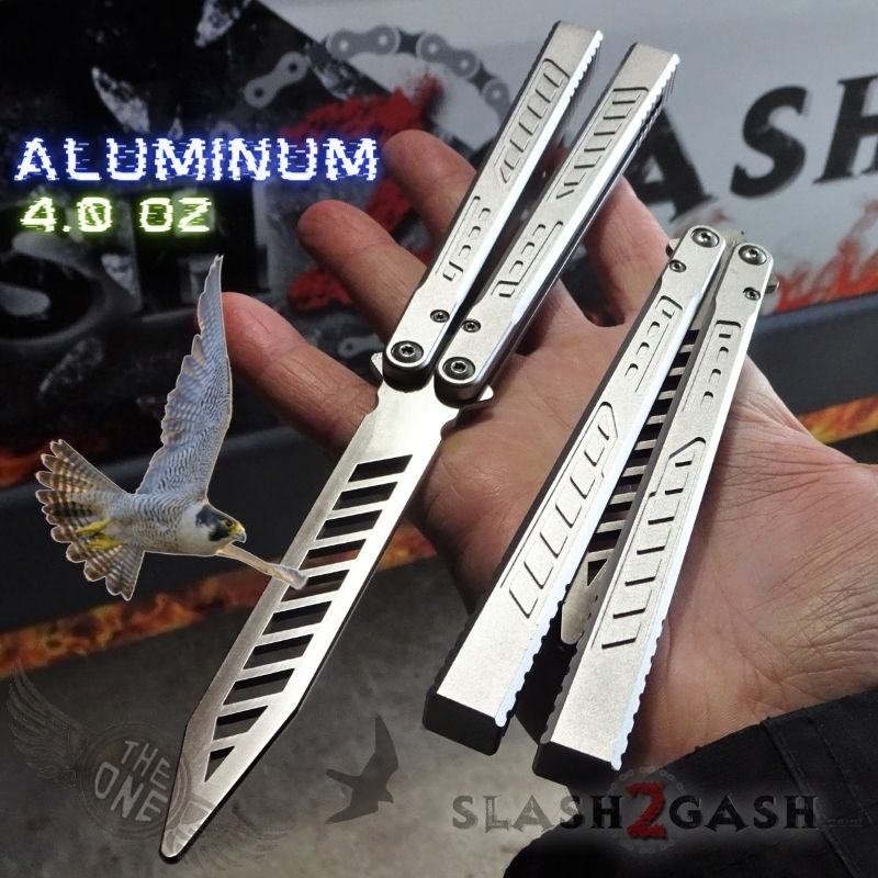 TheONE Channel Balisong FALCON Butterfly Knife w/ Zen Pins - ORIGINAL Silver - TRAINER Knife-Balisong - Tophatter Daily Deals