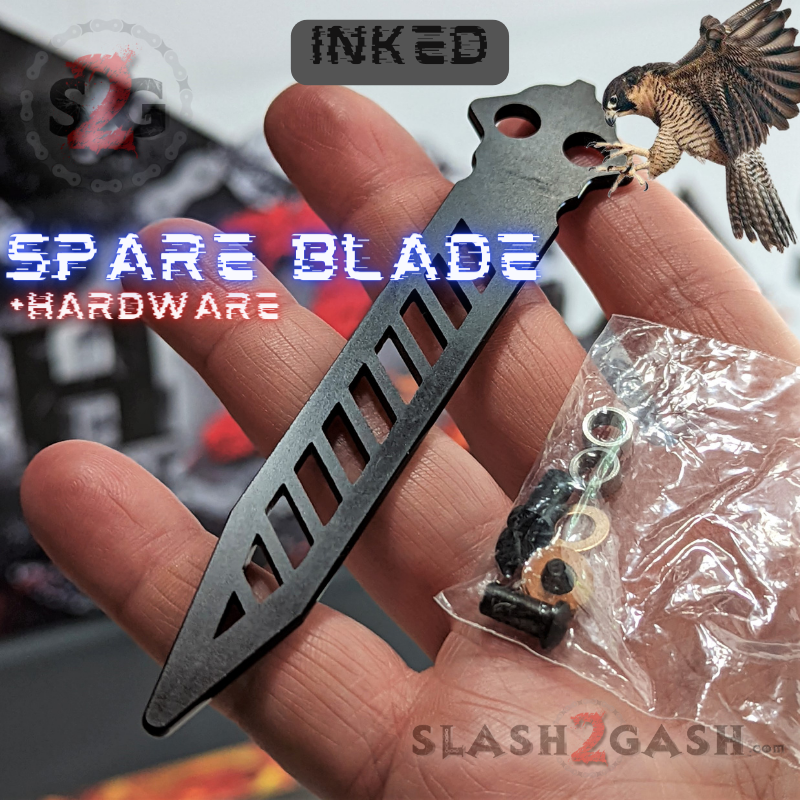 TheONE Channel Balisong FALCON Butterfly Knife w/ Zen Pins - ORIGINAL Spare Training Blade (Inked) + Additional Hardware Knife-Balisong - Tophatter Daily Deals
