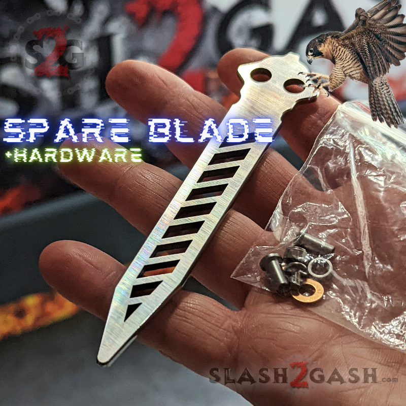 TheONE Channel Balisong FALCON Butterfly Knife w/ Zen Pins - ORIGINAL Spare Training Blade + Additional Hardware Knife-Balisong - Tophatter Daily Deals