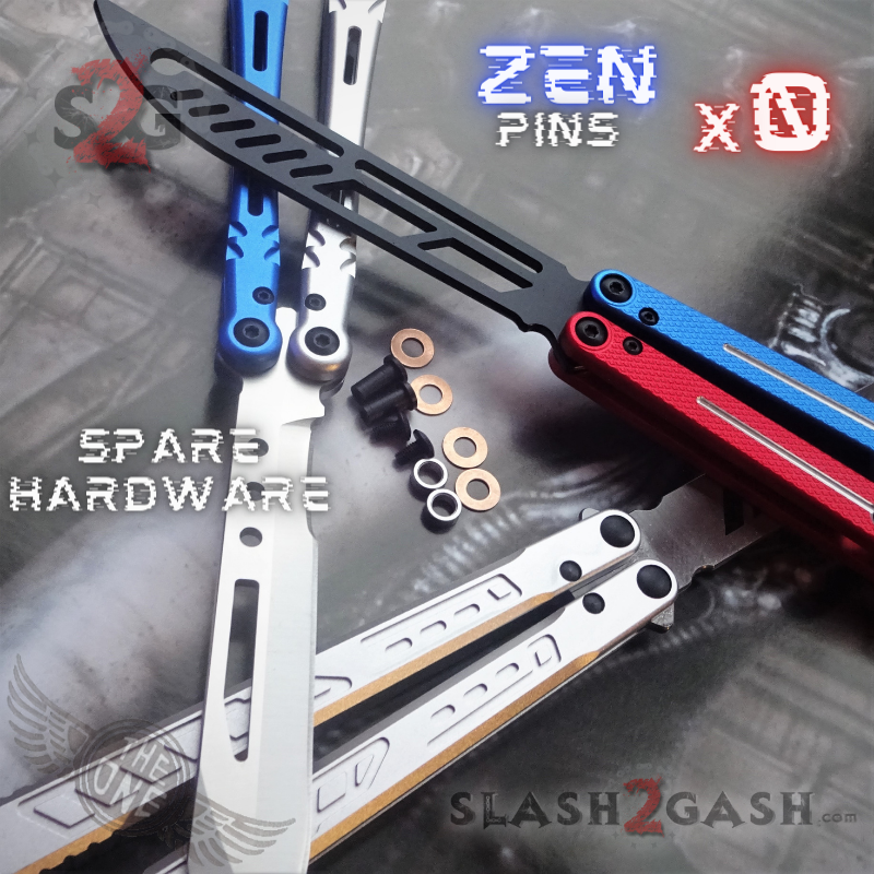 Balisong Spare Hardware Kit for TheONE KRAKEN (clone) FALCON or ALIEN BLACK Hardware Kit - inked (WITHOUT Zen Pin) Knife-Accessory - Tophatter Daily Deals