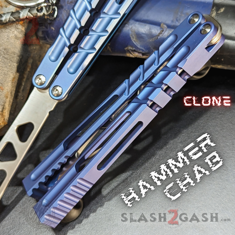 TheONE Channel Butterfly Knife TITANIUM Balisong (clone) - Hammer CHAB Knife-Balisong - Tophatter Daily Deals